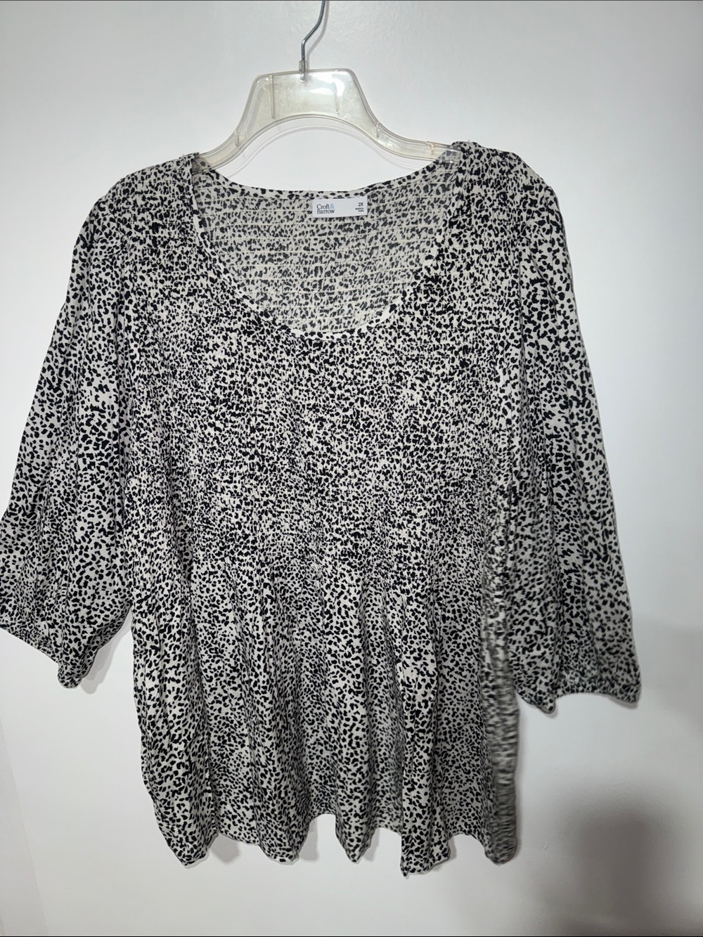 Cuddl Duds Black & White Speckled Scoop Neck Tunic Top